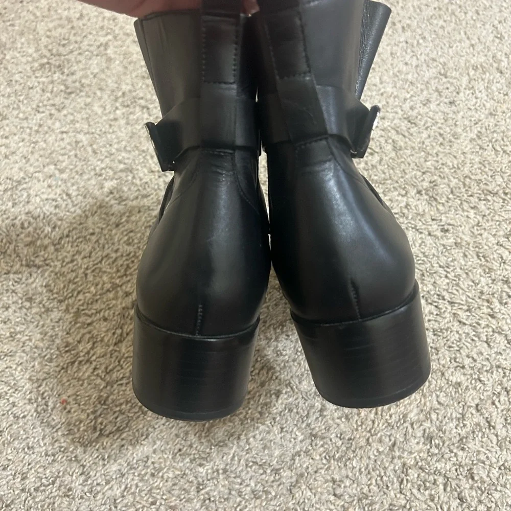 Michael Kors Bryce Black Leather Wrap-Strap Ankle Booties Buckle Women's Size 9